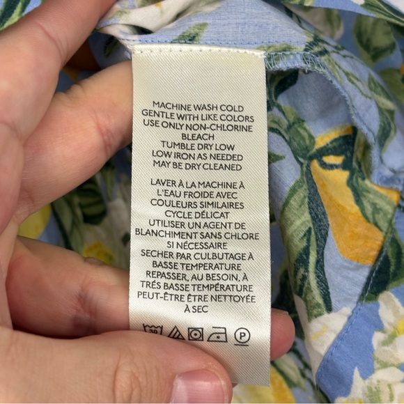 Maeve By Anthropologie Floral Lemon Print Babydoll Blouse Size Medium NWT - Picture 7 of 9